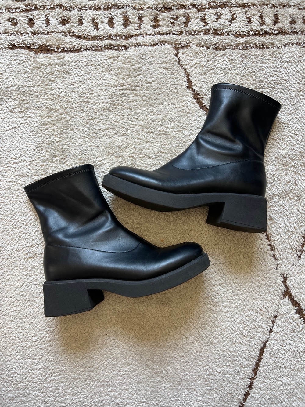 Wild Fable Christi Ankle Black Boots Womens Size 9 Square Toe Stretch Upper